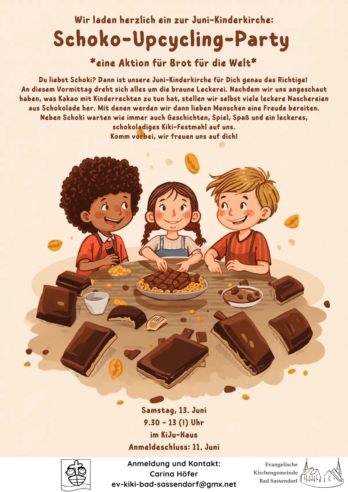 Plakat zur Kinderkirche .Text im Kalenderbutton unten