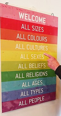 Foto: Welcome-Bild zur Einladung eines Selfis der Besucher