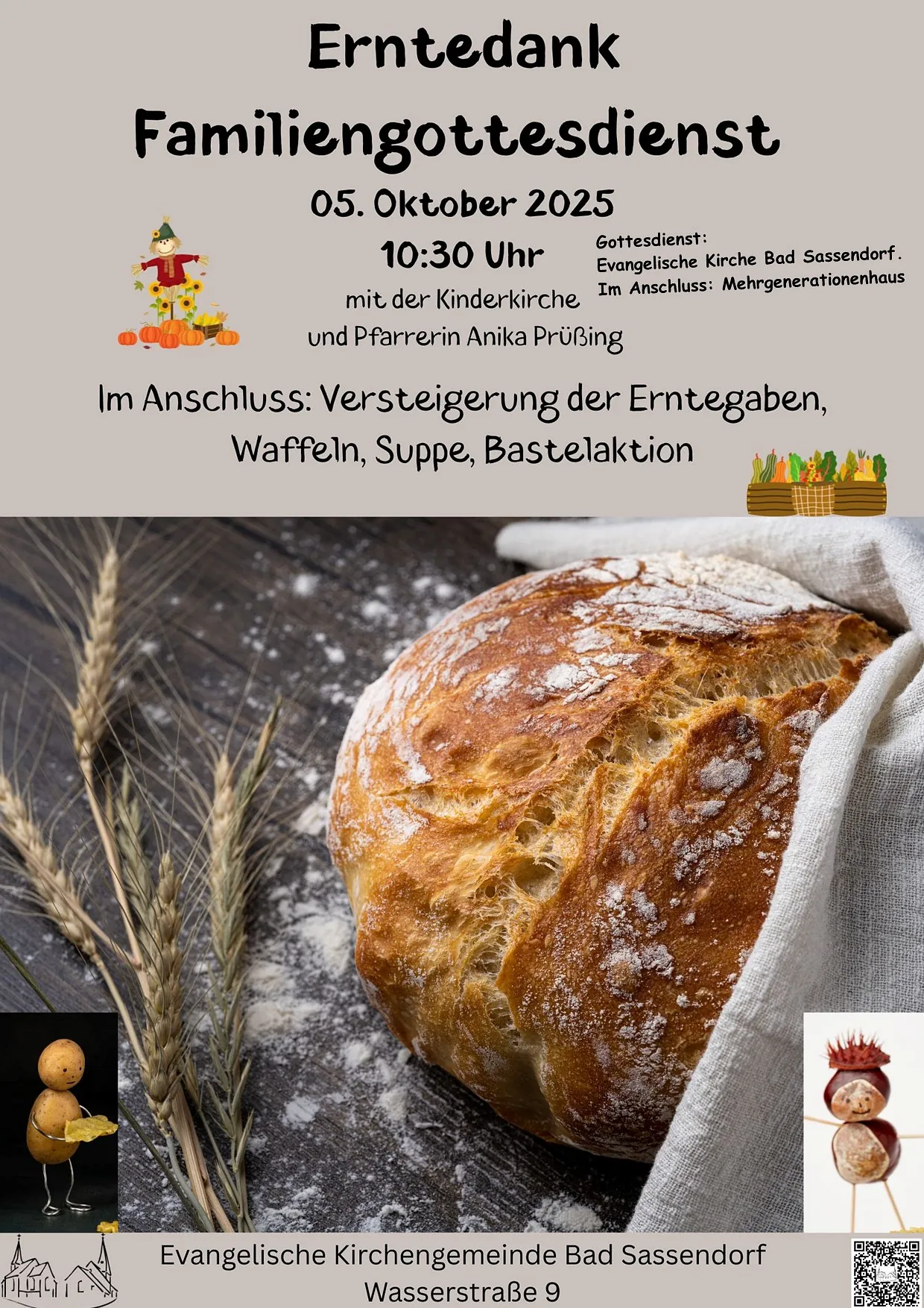 Das Plakat zum Erntedankfest-Gottesdienst wird weiter unten zum barrierefreien Lesen verlinkt