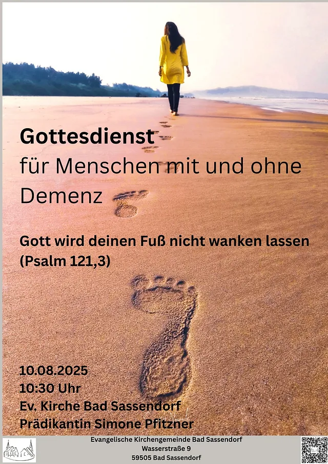 Ein Plakat dür en Gottesdienst am 10.08.25 um 10.30 Uhr in der evangelischen Kirche in Bad Sassendorf. Im folgenden Taxt wird der Sinn des Gottesdienstes erklärt.